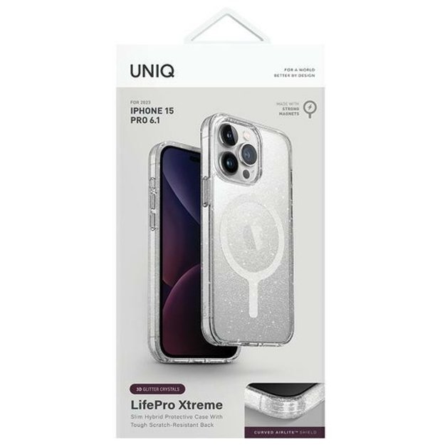 Uniq LifePro Xtreme Magclick Charging Case for iPhone 15 Pro - Transparent Silver 5