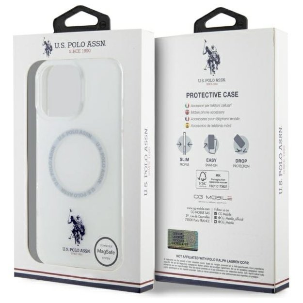 US Polo IML Ring MagSafe Case for iPhone 16 Pro Max - White 7