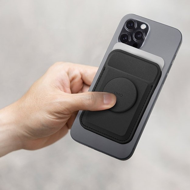 Uniq Flixa Magnetic Card Wallet with Stand Black/Jet Black MagSafe 5