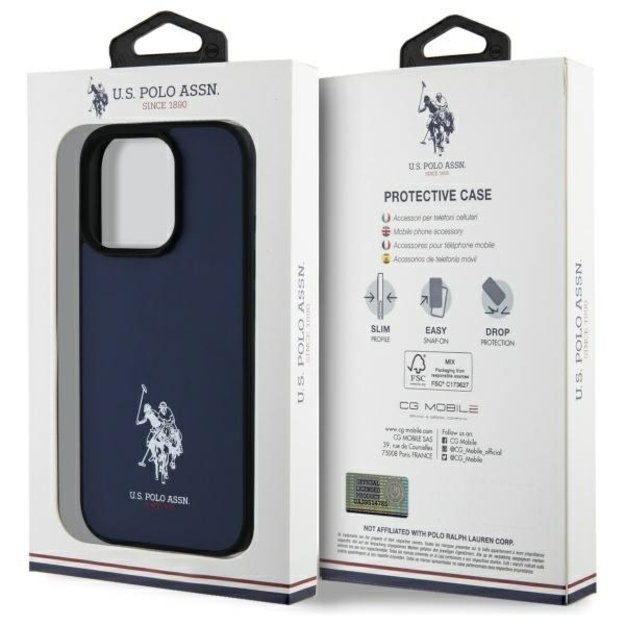 US Polo USHCP15XPGEV iPhone 15 Pro Max 6.7&quot  Navy Leather Embroidered DH Color 7