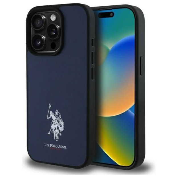 US Polo USHCP15XPGEV iPhone 15 Pro Max 6.7&quot  Navy Leather Embroidered DH Color