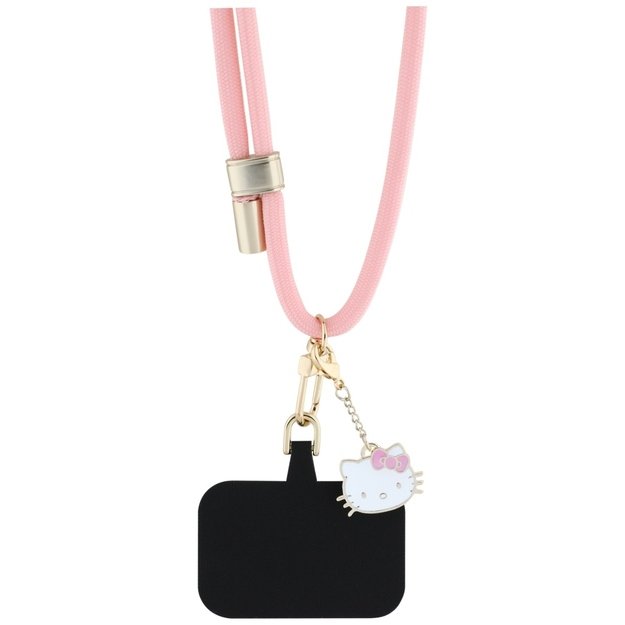 Hello Kitty Patch &amp  Kitty Head Charm Universal Phone Lanyard - Pink 2