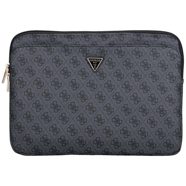 Guess Sleeve 4G Zipper Pocket Triangle Logo 14&quot  Laptop Bag - Black