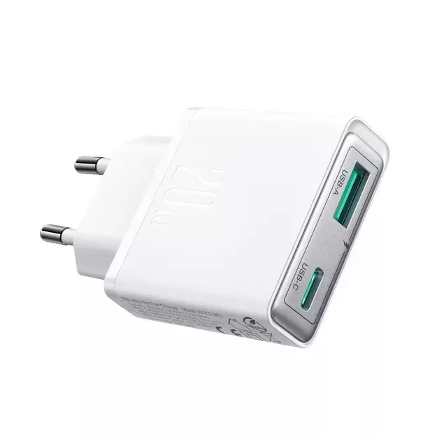 Joyroom JR-TCF14 20W USB-A USB-C Super Slim Wall Charger - White 5