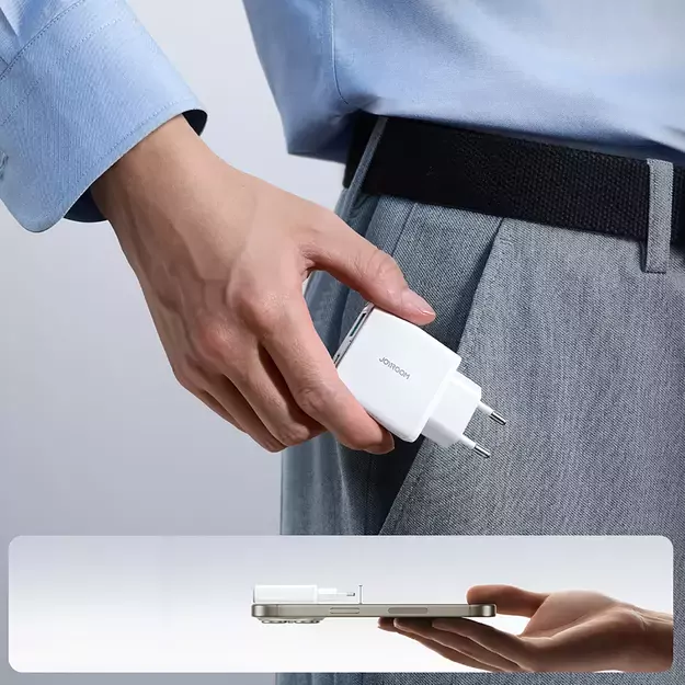 Joyroom JR-TCF14 20W USB-A USB-C Super Slim Wall Charger - White 10