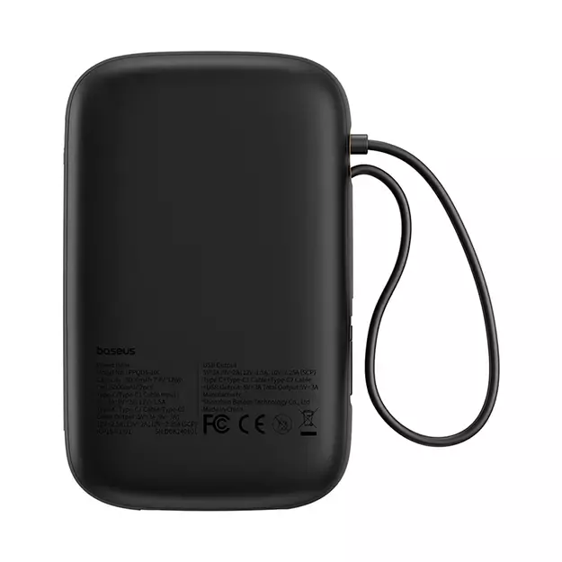 Baseus QPow 2 30W 10000mAh Power Bank with Built-in USB-C Cables - Black 1