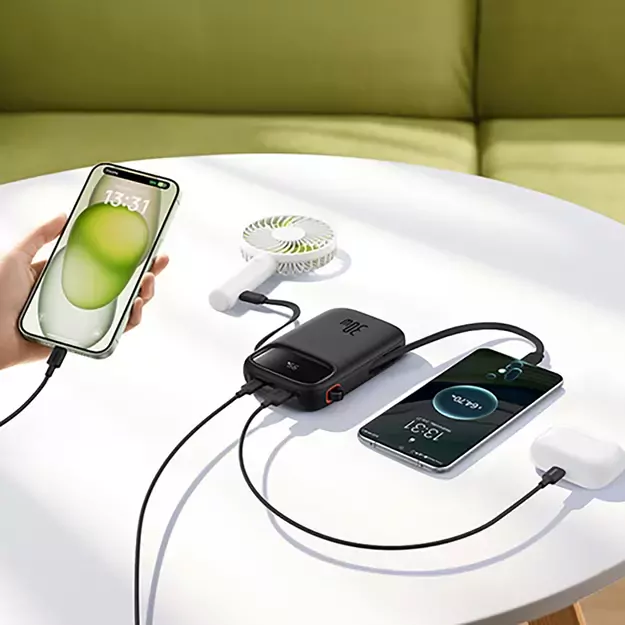 Baseus QPow 2 30W 10000mAh Power Bank with Built-in USB-C Cables - Black 13