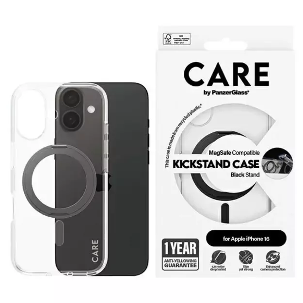 CARE by PanzerGlass Feature Kickstand Case iPhone 16 6.1&quot  black/black MagSafe 1321