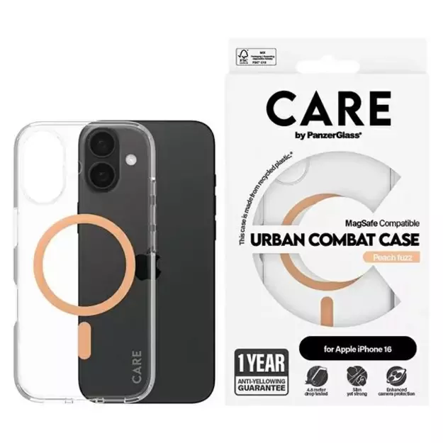 CARE by PanzerGlass Flagship Case iPhone 16 6.1&quot  peach/peachy MagSafe 1373