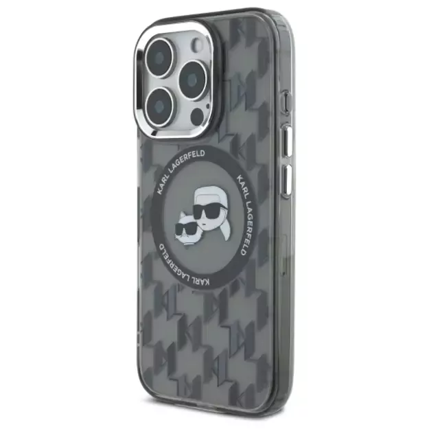 Karl Lagerfeld IML Monogram Karl &amp  Choupette Head MagSafe iPhone 16 Pro Case - Black 8