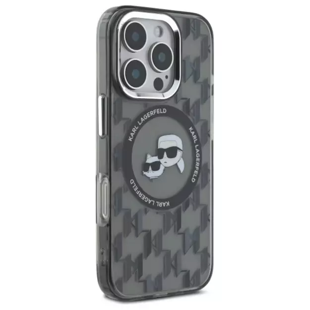 Karl Lagerfeld IML Monogram Karl &amp  Choupette Head MagSafe iPhone 16 Pro Case - Black 10