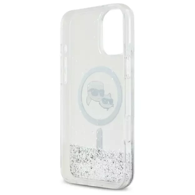 Karl Lagerfeld Liquid Glitter Karl&amp Choupette Head Magsafe iPhone 16 Case - Clear 6