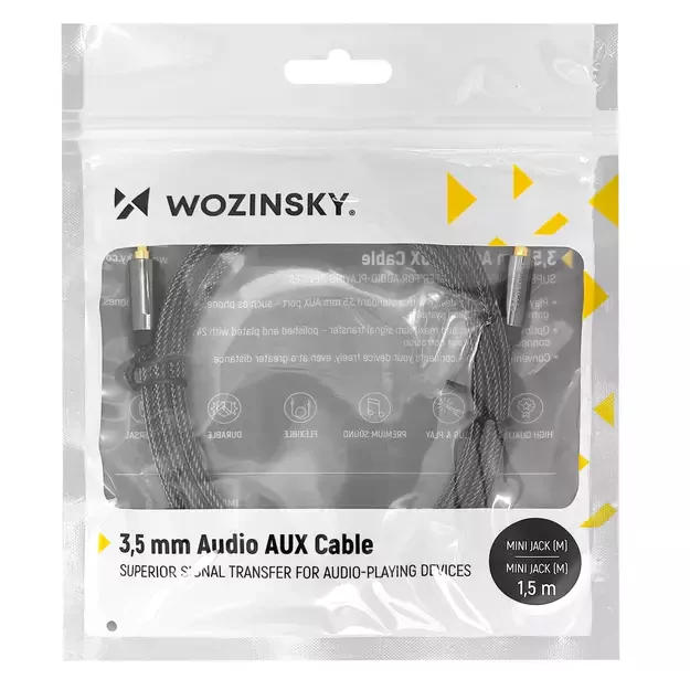 Wozinsky universal mini jack cable 2x AUX cable 3 m black 5