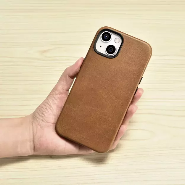 iCarer Oil Wax Premium Leather Case magnetic leather iPhone 14 case with MagSafe brown (WMI14220701-TN) 16