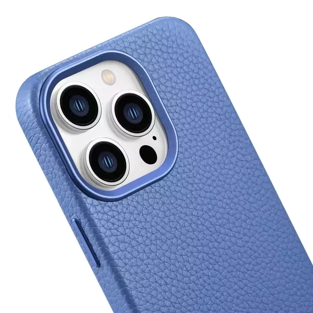 iCarer Litchi Premium Leather Case iPhone 14 Pro Magnetic Leather Case with MagSafe Light Blue (WMI14220710-LB) 30