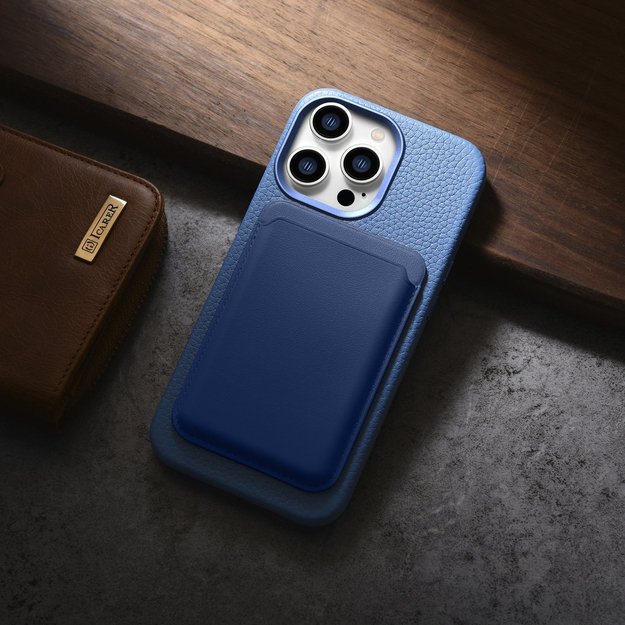 iCarer Litchi Premium Leather Case iPhone 14 Pro Magnetic Leather Case with MagSafe Light Blue (WMI14220710-LB) 13