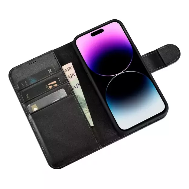 iCarer Wallet Case 2in1 Cover iPhone 14 Pro Leather Flip Cover Anti-RFID black (WMI14220726-BK) 23