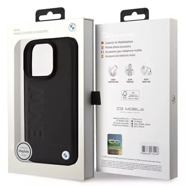 BMW Leather Hot Stamp MagSafe iPhone 16 Pro Case - Black 7