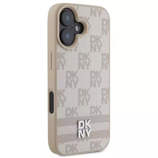DKNY Checkered Pattern &amp  Printed Stripes iPhone 16 Case - Pink 3