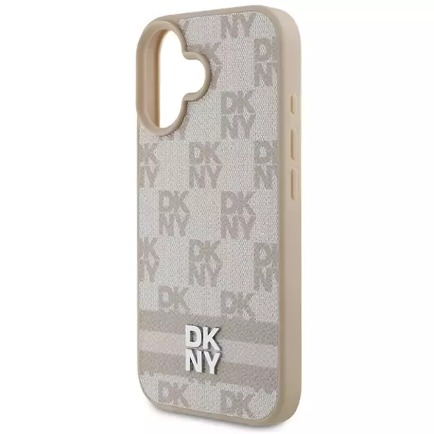 DKNY Checkered Pattern &amp  Printed Stripes iPhone 16 Case - Pink 5