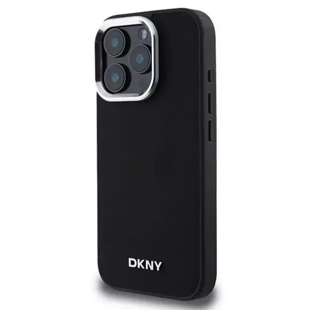 DKNY Plain Silver Logo MagSafe iPhone 16 Pro Case - Black 8