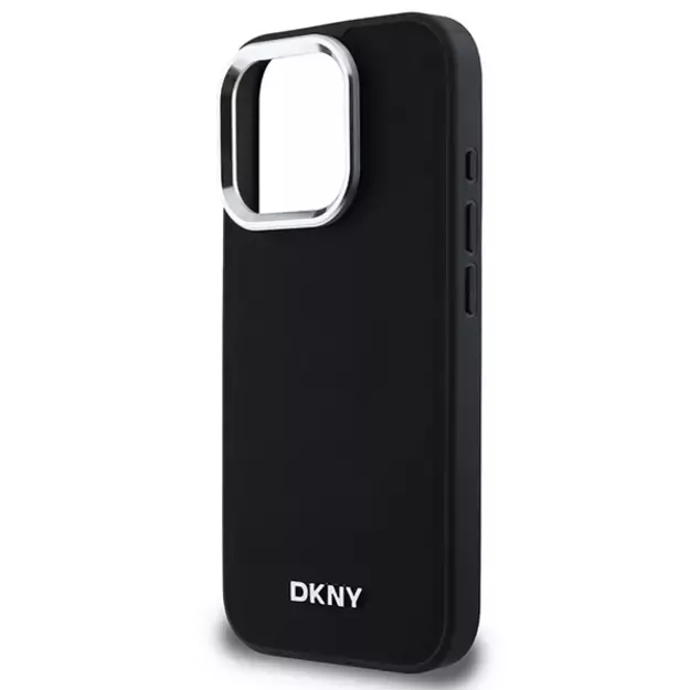 DKNY Plain Silver Logo MagSafe iPhone 16 Pro Case - Black 12