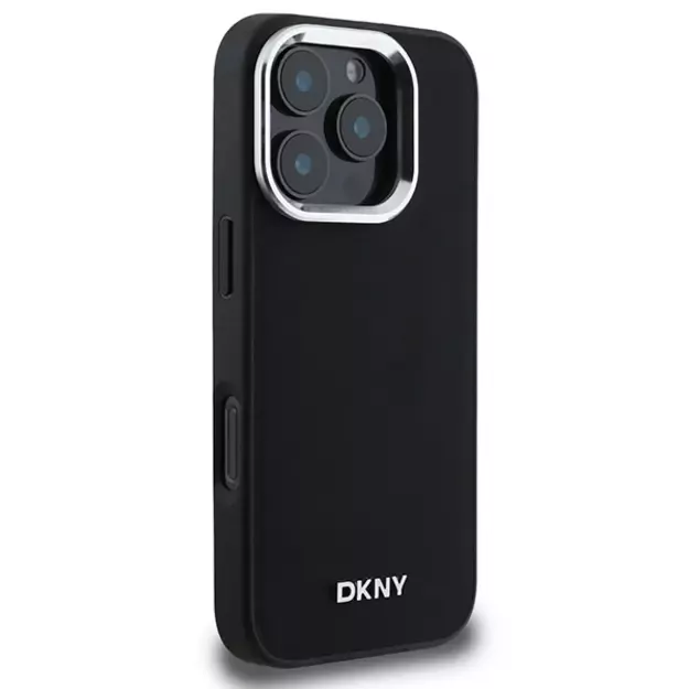 DKNY Plain Silver Logo MagSafe iPhone 16 Pro Case - Black 10