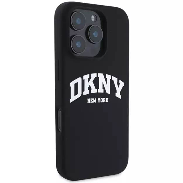 DKNY Silicone White Printed Logo MagSafe Case for iPhone 16 Pro Max - Black 3