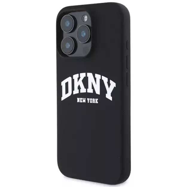 DKNY Silicone White Printed Logo MagSafe Case for iPhone 16 Pro Max - Black 1
