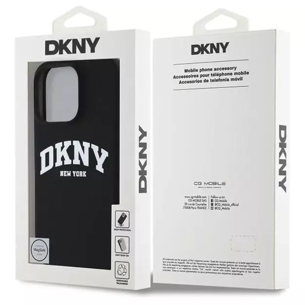 DKNY Silicone White Printed Logo MagSafe Case for iPhone 16 Pro Max - Black 7