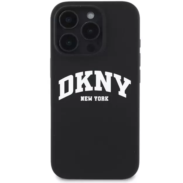 DKNY Silicone White Printed Logo MagSafe Case for iPhone 16 Pro Max - Black 2