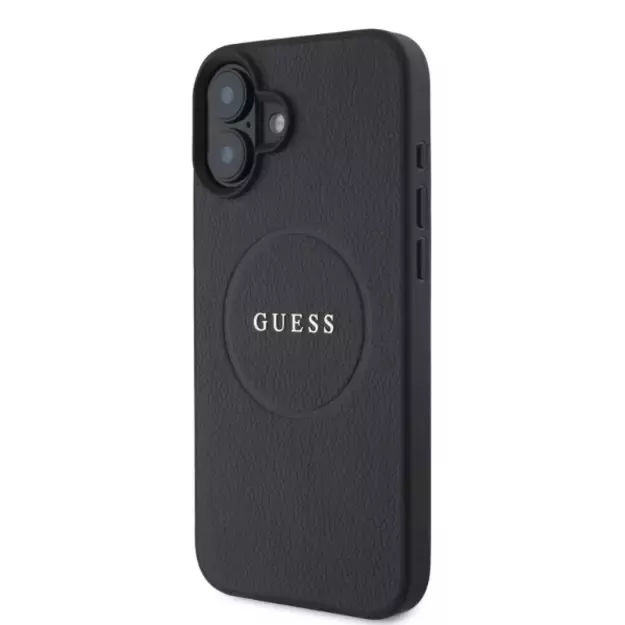Guess Grained Gold Ring MagSafe case for iPhone 16 - black 2