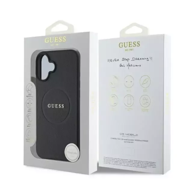 Guess Grained Gold Ring MagSafe case for iPhone 16 - black 5