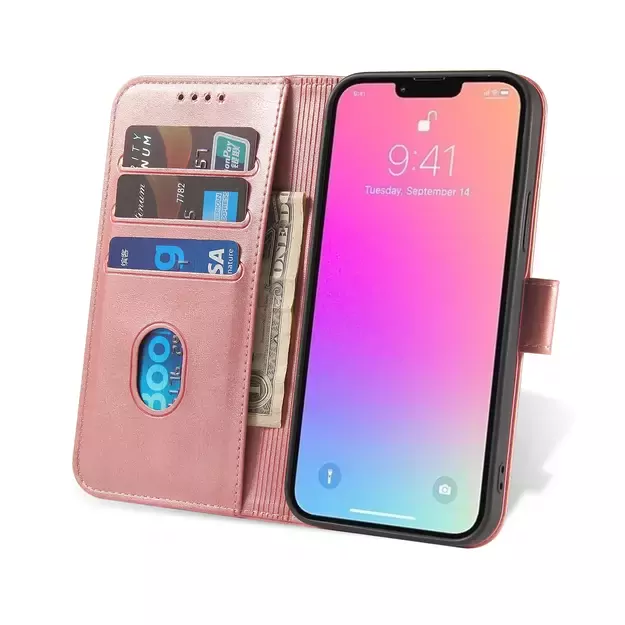 Magnet Case elegant bookcase type case with kickstand for iPhone 13 Pro Max pink 10