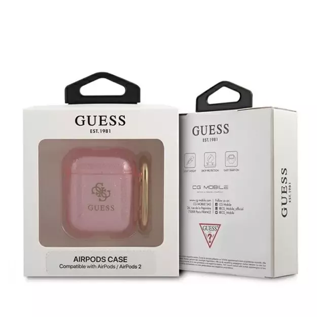 Guess GUA2UCG4GP AirPods cover pink/pink Glitter Collection 3