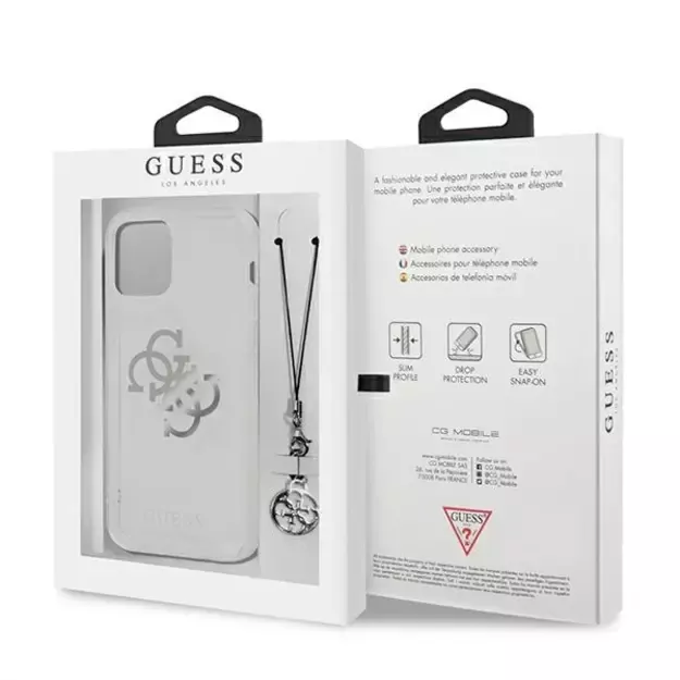 Guess GUHCP12LKS4GSI iPhone 12 Pro Max 6.7&quot  Transparent hardcase 4G Silver Charms Collection 7