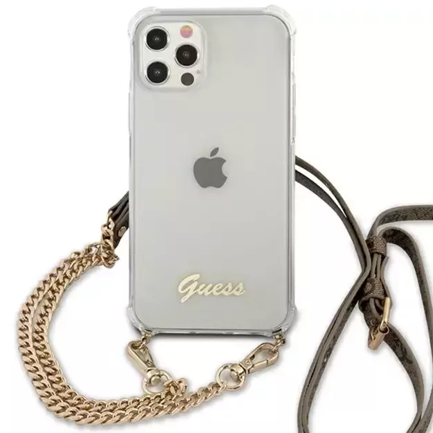 Guess GUHCP12MKC4GSGO iPhone 12/12 Pro 6.1  Transparent hard case 4G Gold Chain 2