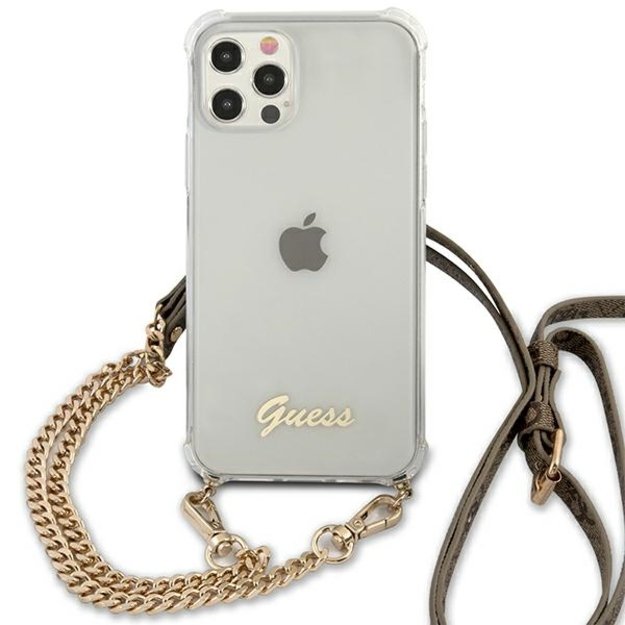 Guess GUHCP12MKC4GSGO iPhone 12/12 Pro 6.1  Transparent hard case 4G Gold Chain 9