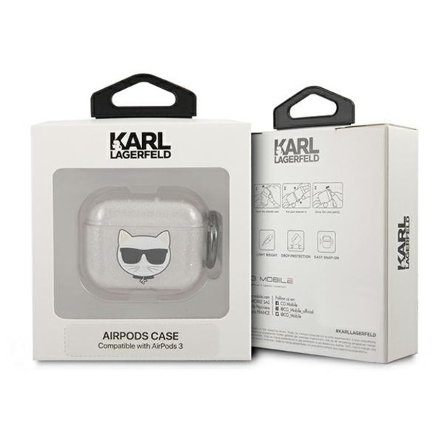 Karl Lagerfeld KLA3UCHGS AirPods 3 cover srebrny/silver Glitter Choupette 4