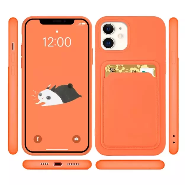 Card Case Silicone Wallet Wallet with Card Slot Documents for iPhone 12 Pro Max red 3