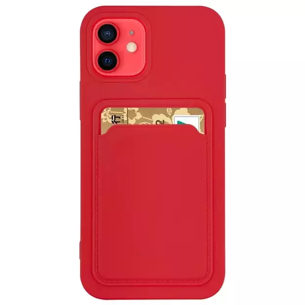Card Case Silicone Wallet Wallet with Card Slot Documents for iPhone 12 Pro Max red