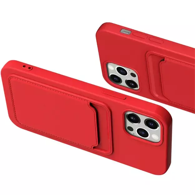 Card Case Silicone Wallet Wallet with Card Slot Documents for iPhone 12 Pro Max red 1