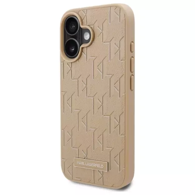 Karl Lagerfeld Hot Stamp Magsafe iPhone 16 Case - Beige 1