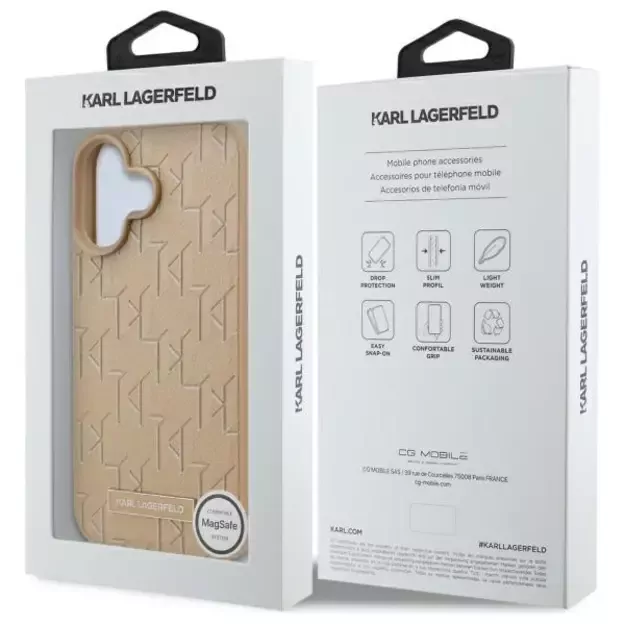 Karl Lagerfeld Hot Stamp Magsafe iPhone 16 Case - Beige 7