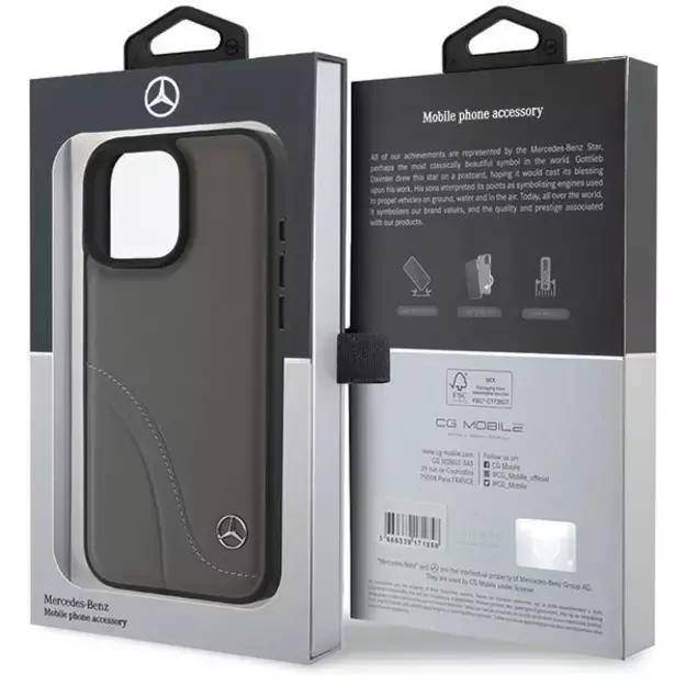 Mercedes MB Curved Stitches Leather iPhone 16 Pro Max Case - Brown 7