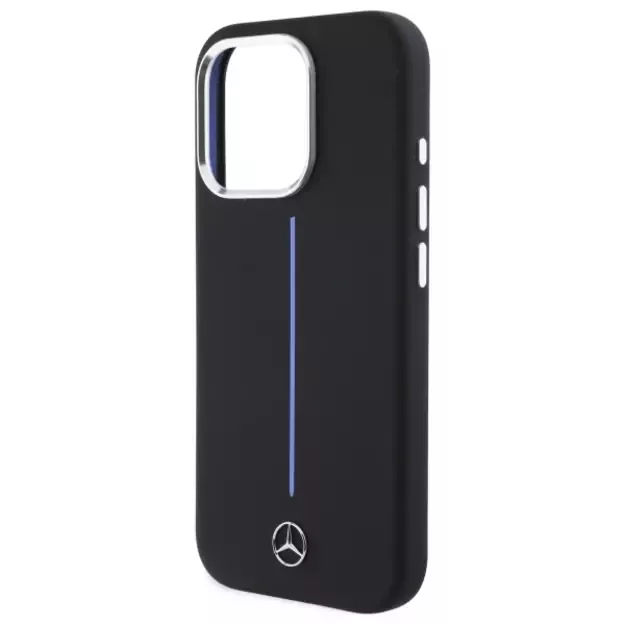 Mercedes Silicone Blue Stripe MagSafe iPhone 16 Pro Case - Black 13