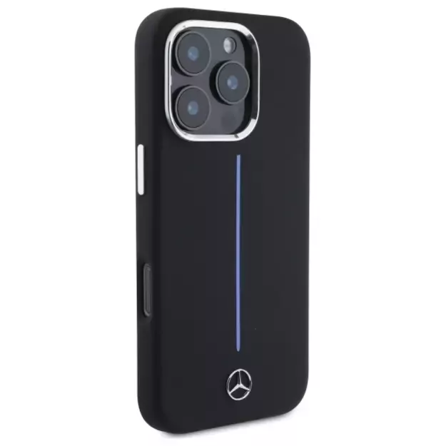Mercedes Silicone Blue Stripe MagSafe iPhone 16 Pro Case - Black 11