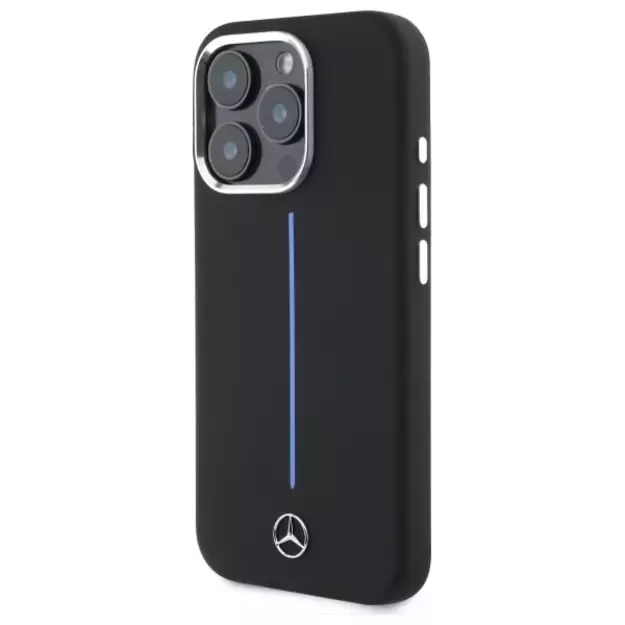 Mercedes Silicone Blue Stripe MagSafe iPhone 16 Pro Case - Black 9