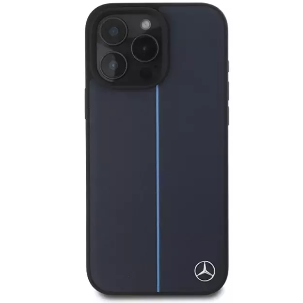 Mercedes MB Blue Line Leather MagSafe Case for iPhone 16 Pro Max - Navy Blue 2