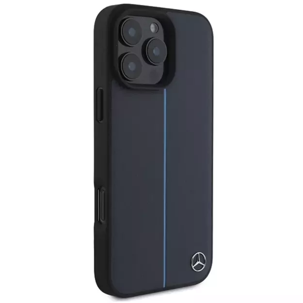 Mercedes MB Blue Line Leather MagSafe Case for iPhone 16 Pro Max - Navy Blue 3